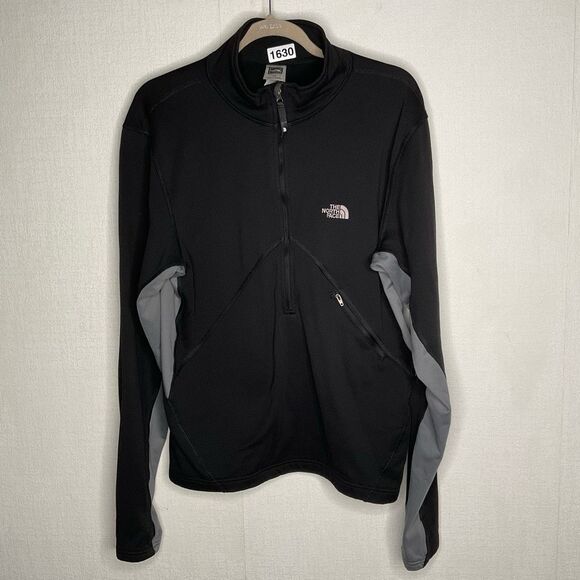 The North Face Base Layer Shirt 1/2 Zip Sweatshirt‎ Black/Gray Thumb Holes Hike - Picture 1 of 9